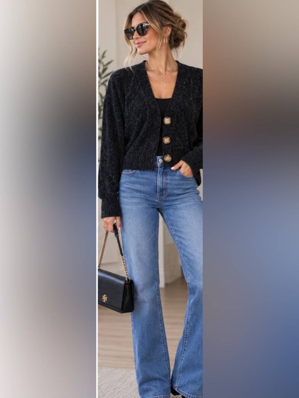 Urban Outfitters Black Knit Button Cardigan